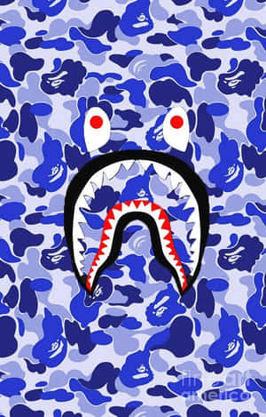 Stand Out In Style With This Bold Blue Bape Camo Pattern Wallpaper