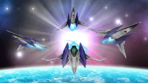 Star Fox Arwings On Planet Wallpaper