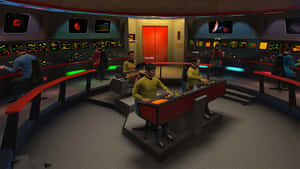 Star Trek Enterprise Bridge Crew Video Game Wallpaper