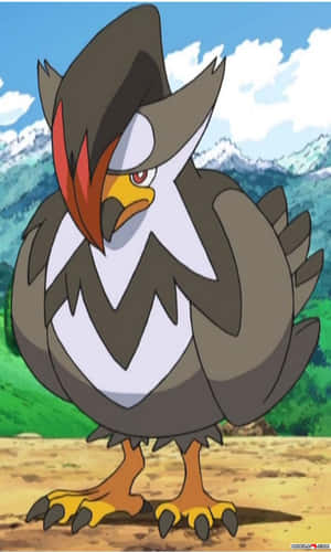 Staraptor On The Ground Wallpaper