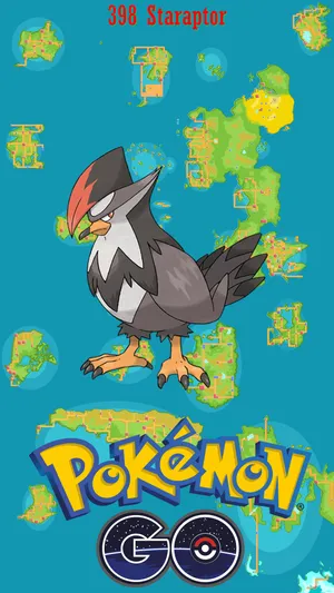 Staraptor With Maps Wallpaper