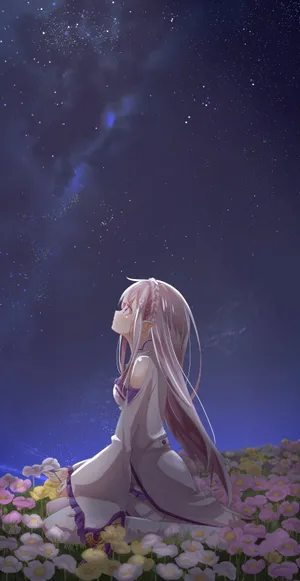 Stargazing_ Anime_ Character_in_ Flower_ Field Wallpaper