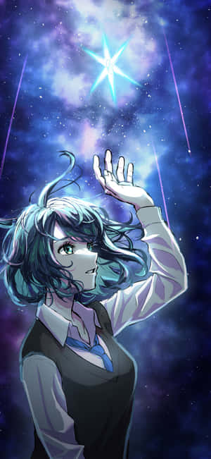 Stargazing Anime Girl Reachingfor Star Wallpaper