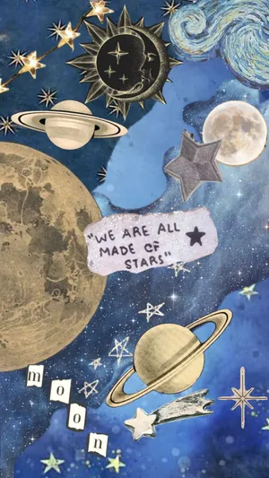 Starry Cosmic Collage Art Wallpaper