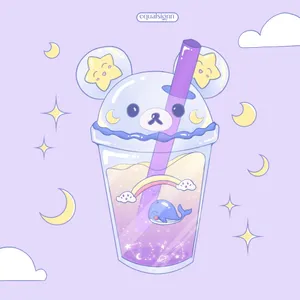 Starry Cute Boba Tea Wallpaper