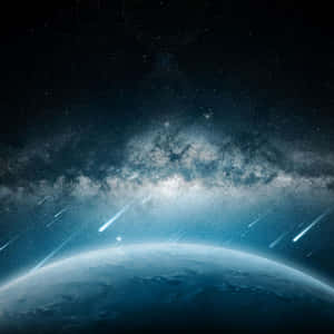 Starry Earth Meteor Shower Wallpaper