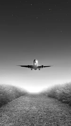 Starry Grayscale Airplane Iphone Wallpaper