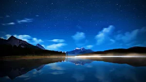 Starry Lake On A Beautiful Night Wallpaper