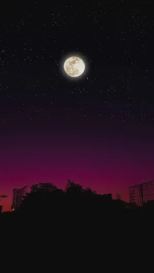 Starry Moonrise Over Silhouetted Landscape.jpg Wallpaper