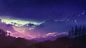 Starry_ Mountain_ Skyscape Wallpaper