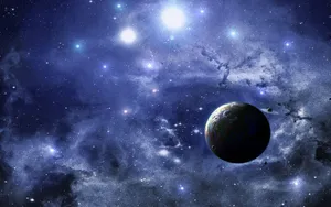 Starry Nebulaand Planet Scene Wallpaper