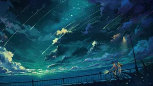 Starry Night Anime Romance Wallpaper