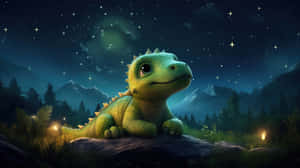 Starry Night Cute Dinosaur Wallpaper