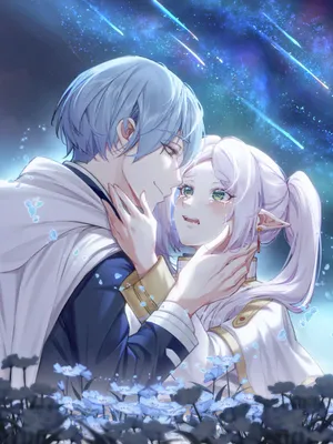 Starry Night Embrace Anime Art Wallpaper