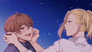 Starry Night Embrace Anime Wallpaper