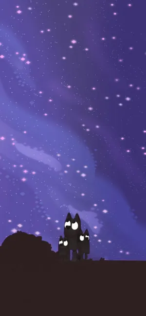 Starry Night Family Silhouette Wallpaper