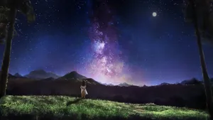 Starry Night In Anime Galaxy Wallpaper