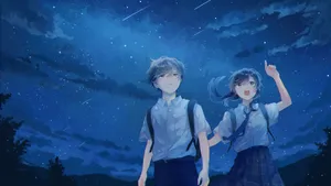 Starry Night Love Scene Wallpaper