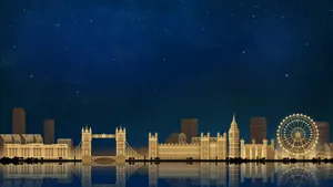 Starry Night Over Minimalist Cityscape Wallpaper