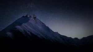 Starry_ Night_ Over_ Snowy_ Mountain_ Peak_4 K Wallpaper