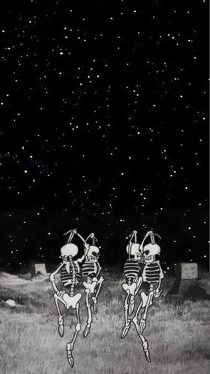 Starry Night Skeletons Wallpaper