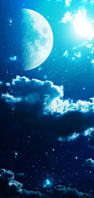 Starry_ Night_ Sky_with_ Moon_and_ Clouds.jpg Wallpaper