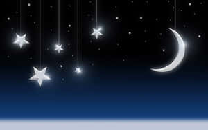 Starry Night Skywith Crescent Moon Wallpaper