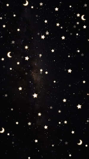 Starry Night Skywith Crescent Moons Wallpaper