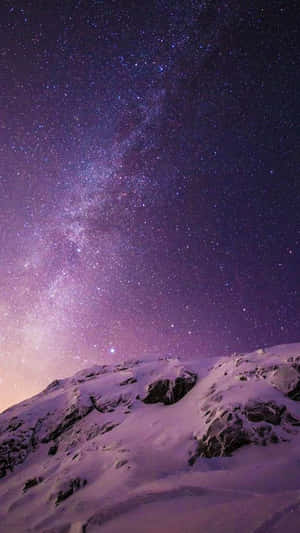 Starry Night Snowy Mountain Peak Wallpaper