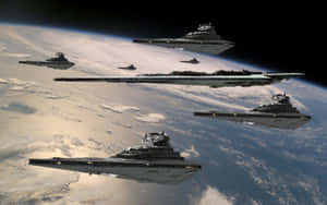 Starship_ Fleet_ Orbiting_ Earth Wallpaper