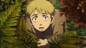 Startled Anime Characterin Forest Wallpaper