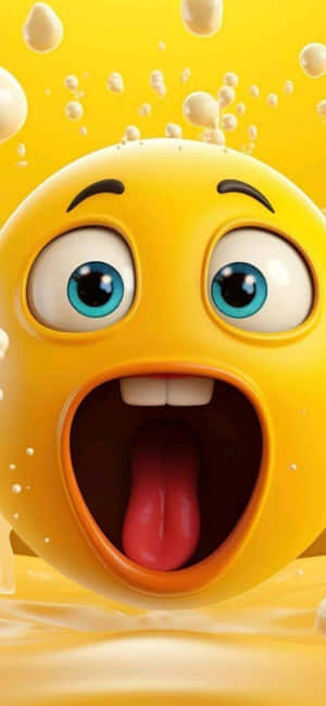 Startled Yellow Emoji Splash Background Wallpaper