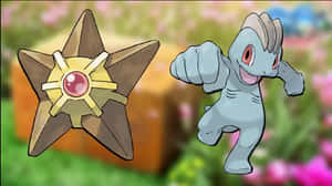 Staryu And Machop Pokemon Species Wallpaper