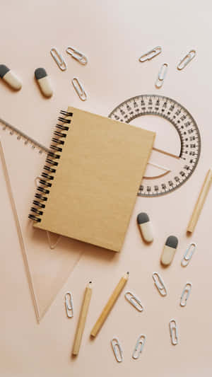 Stationeryand Notebook Flatlay Wallpaper