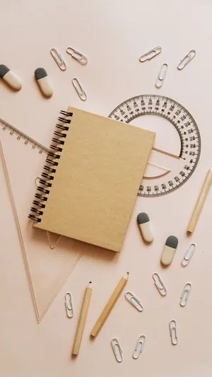 Stationeryand Notebook Flatlay Wallpaper