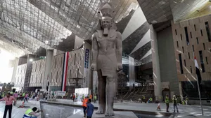 Statue Inside The Historical Grand Egyptian Museum Wallpaper