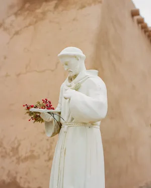Statueof St Franciswith Flowers Wallpaper