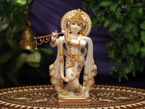 Statuette Of Lord Krishna 3d Wallpaper