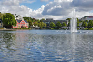 Stavanger Breivatnet Lake Fountain Wallpaper