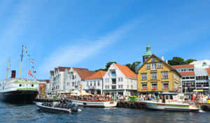 Stavanger Norway Harbor Scene Wallpaper