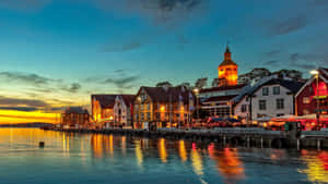 Stavanger Norway Waterfront Dusk Scenery Wallpaper