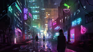 Stay Connected In The Future With A Cyberpunk-inspired Laptop. Wallpaper