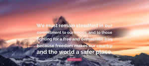 Steadfast Commitment Quote Mountain Backdrop Wallpaper