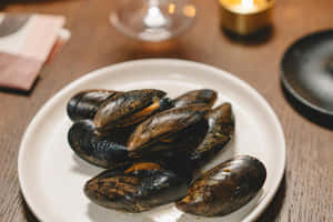 Steamed Mussels Dinner Plate Wallpaper