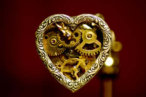 Steampunk Heart Gears Pendant Wallpaper