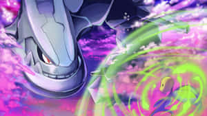 Steelix Looking At Bellsprout Wallpaper