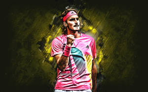 Stefanos Tsitsipas Yellow Fan Art Wallpaper