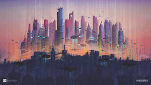 Step Into The Future With This Vibrant Cityscape Wallpaper