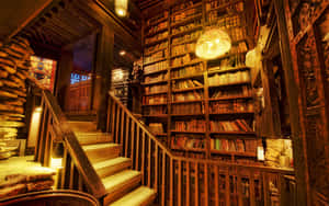 Step Into The Hogwarts Library Wallpaper