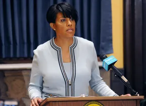Stephanie Rawlings-blake Addressing The Public From The Podium Wallpaper